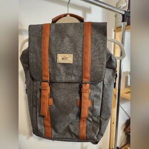 Wo Wang Gray and Brown Men's Backpack